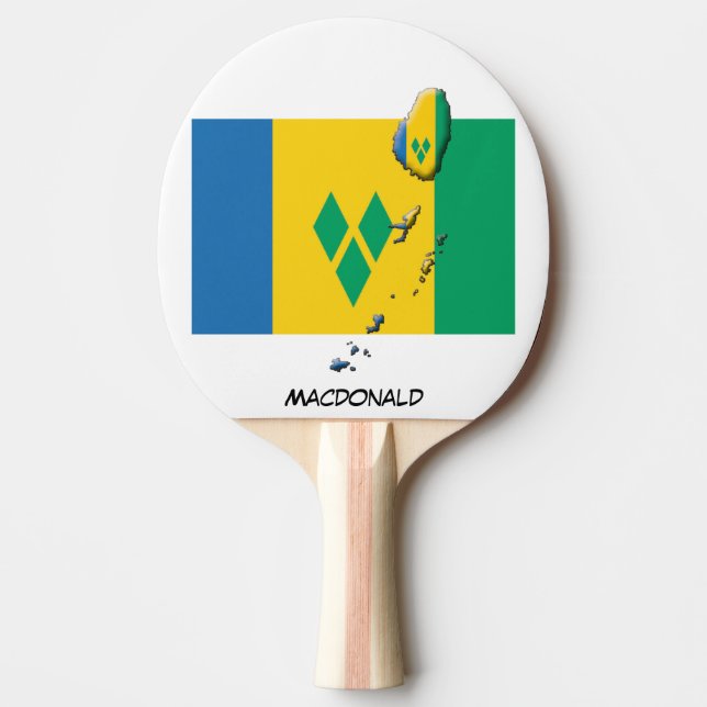 Pala De Ping Pong ST VINCENT FLAG & MAP Personalizado (Anverso)