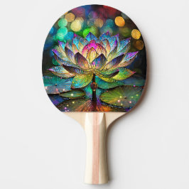 Pala De Ping Pong Stained Glass Vibrant Lotus Flower