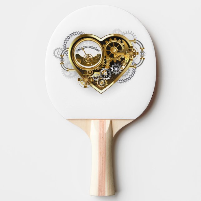 Pala De Ping Pong Steampunk Heart with a Manometer (Anverso)