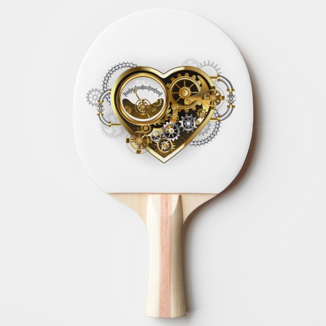 Pala De Ping Pong Steampunk Heart with a Manometer (Anverso)