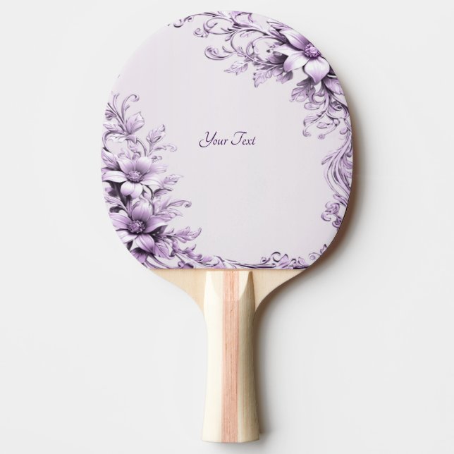 Pala De Ping Pong Stylish Purple Flowers Ping Pong Paddle (Anverso)