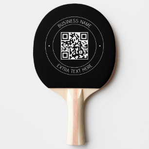 Pala De Ping Pong Su código QR y su texto editable   Blanco y negro