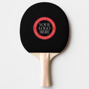 Pala De Ping Pong Su logotipo u otra imagen Negro Rojo y Blanco