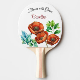 Pala De Ping Pong Sublime acuarela Red Poppies Feliz Jubilación