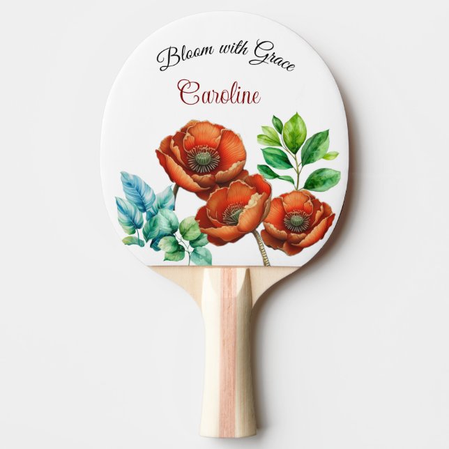 Pala De Ping Pong Sublime acuarela Red Poppies Feliz Jubilación (Anverso)