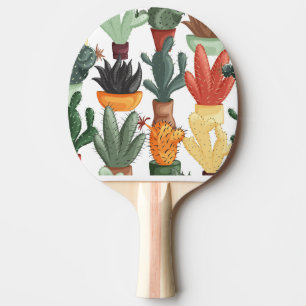 Pala De Ping Pong Suculentos, cactús: lindo patrón floral.