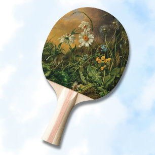 Pala De Ping Pong Suelo forestal con margaritas, gallos, ...