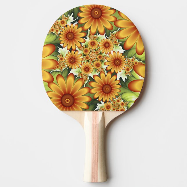 Pala De Ping Pong Sueño floral, arte fractal de flores abstractas mo (Anverso)