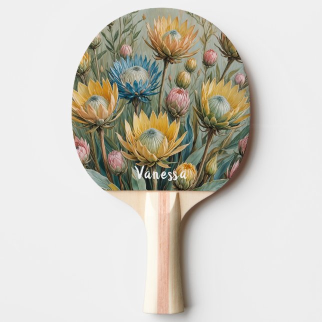 Pala De Ping Pong Sueño Pastel Protea: Floral elegante (Anverso)