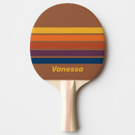 Pala De Ping Pong Sunbaked Clay Across Striping with Name