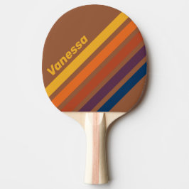 Pala De Ping Pong Sunbaked Clay Angled Striping with Name