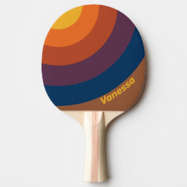 Pala De Ping Pong Sunbaked Clay Circle Stripe with Name