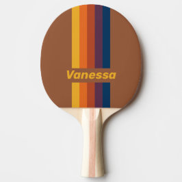 Pala De Ping Pong Sunbaked Clay Pin Striped with Name