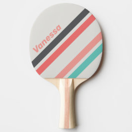 Pala De Ping Pong Sunbleached Coral Angled Striping with Name