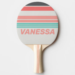 Pala De Ping Pong Sunbleached Coral Horizon Striping with Name