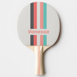 Pala De Ping Pong Sunbleached Coral Pin Striped with Name