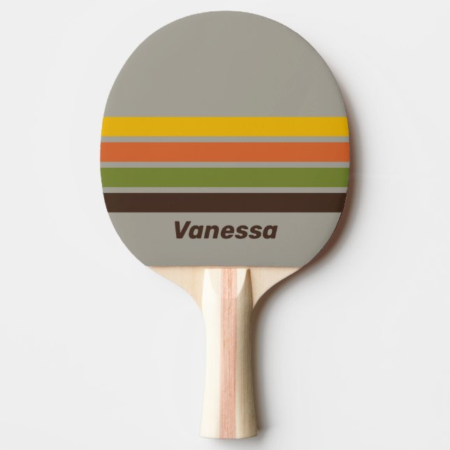 Pala De Ping Pong Sunset Clover a través de Striping con nombre (Anverso)