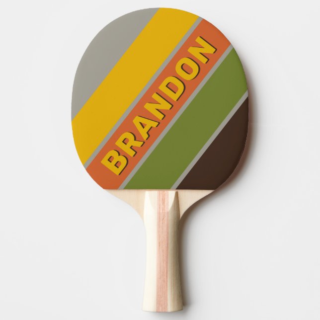 Pala De Ping Pong Sunset Clover Bold de rayas con nombre (Anverso)