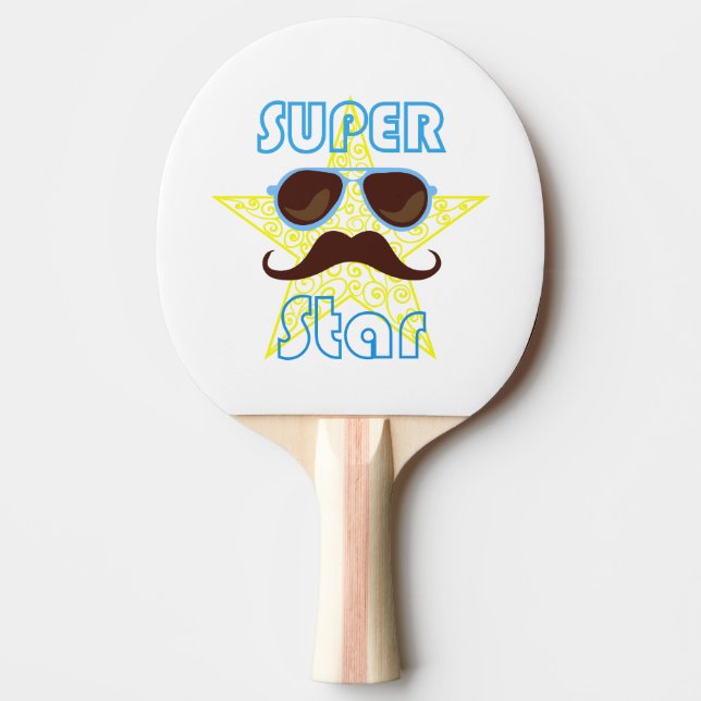 Pala De Ping Pong Super Star con gafas de sol y bigote (Anverso)