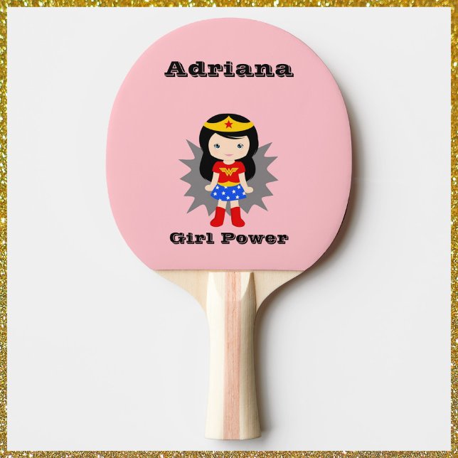 Pala De Ping Pong Superhéroe de poder del Chica rosa lindo (Subido por el creador)