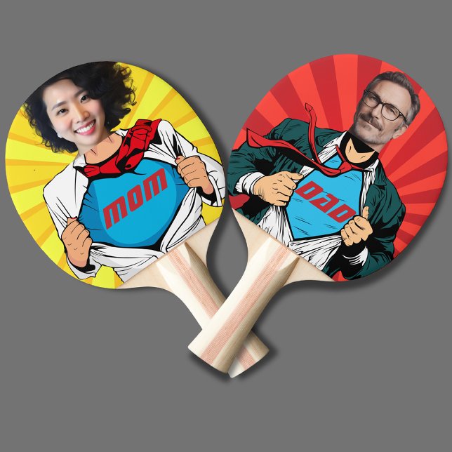 Pala De Ping Pong Supermamá vs. Superdad - Personalizable (Subido por el creador)
