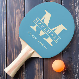 Pala De Ping Pong Superposición de monograma y nombre Aqua Sky