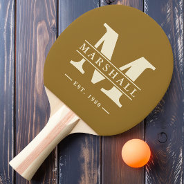 Pala De Ping Pong Superposición de monograma y nombre cálido desiert