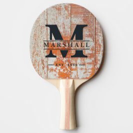 Pala De Ping Pong Superposición de monograma y nombre de madera de g