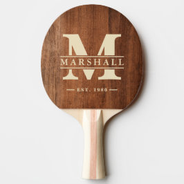 Pala De Ping Pong Superposición de Monograma y Nombre de Madera de N
