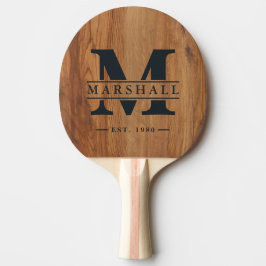 Pala De Ping Pong Superposición de Monograma y Nombre de Maple Wood