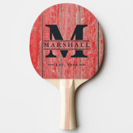 Pala De Ping Pong Superposición de Monograma y Nombre de Red Barn Bo