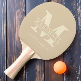 Pala De Ping Pong Superposición de Monograma y Nombre Duna de Arena