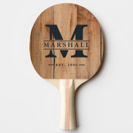 Pala De Ping Pong Superposición de Monograma y Nombre en Maple Rough