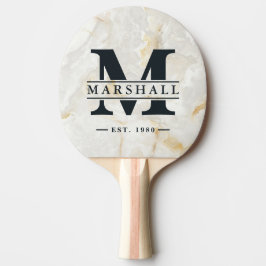 Pala De Ping Pong Superposición de monograma y nombre en mármol Cala