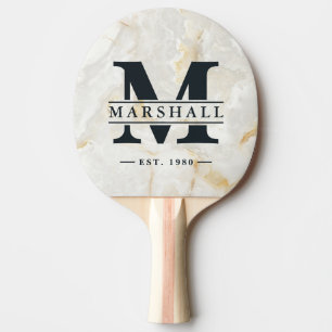 Pala De Ping Pong Superposición de monograma y nombre en mármol Cala