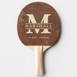 Pala De Ping Pong Superposición de Monograma y Nombre en Piedra Aren