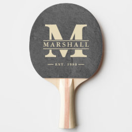 Pala De Ping Pong Superposición de Monograma y Nombre en Piedra Piza