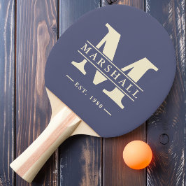 Pala De Ping Pong Superposición de monograma y nombre Lavender Breez