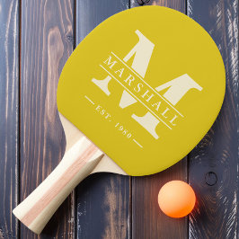 Pala De Ping Pong Superposición de monograma y nombre Limón Oscuro