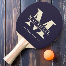 Pala De Ping Pong Superposición de monograma y nombre Midnight Ocean