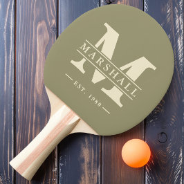 Pala De Ping Pong Superposición de monograma y nombre Sage Meadow