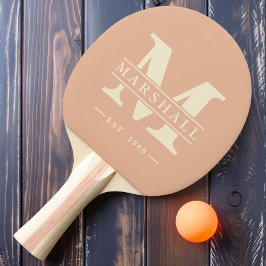 Pala De Ping Pong Superposición de monograma y nombre Sweet Peach