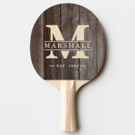Pala De Ping Pong Superposición de tablones vintage con monograma y 