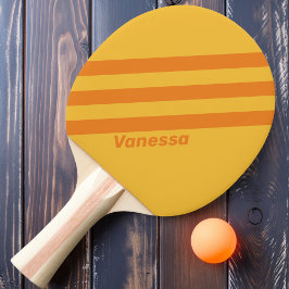 Pala De Ping Pong Surco Naranja Retro Tres Rayas con Nombre