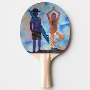 Pala De Ping Pong Surf Yoga Sunset Fairy Drawing Ping Pong Paddle