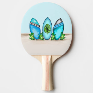 Pala De Ping Pong Surfboard retro, azul y Verde azulado