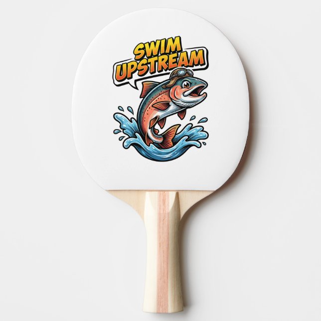 Pala De Ping Pong Swim Upstream Salmon Motivational (Anverso)