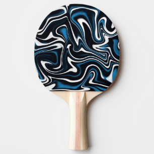 Pala De Ping Pong Swirls azul, negro y blanco