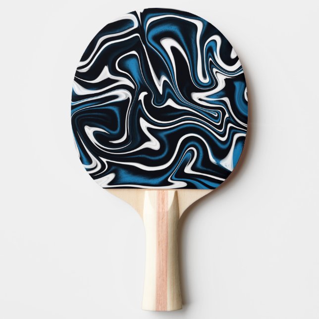 Pala De Ping Pong Swirls azul, negro y blanco (Anverso)