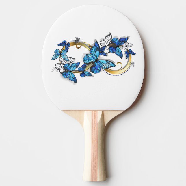Pala De Ping Pong Symbol Infinity of Blue Morpho Butterflies (Anverso)
